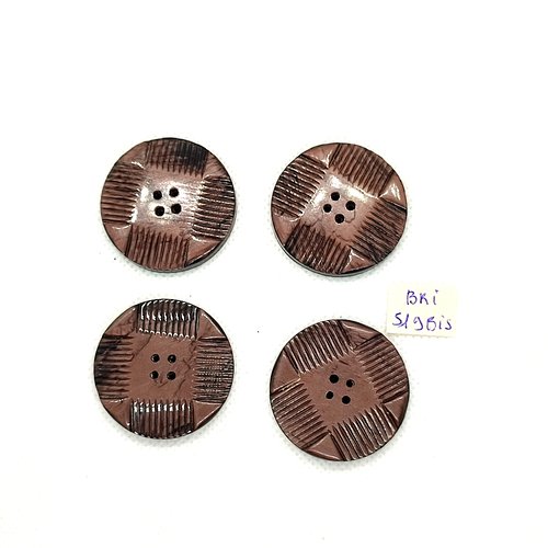 4 boutons en résine marron  - 34mm - bri519bis