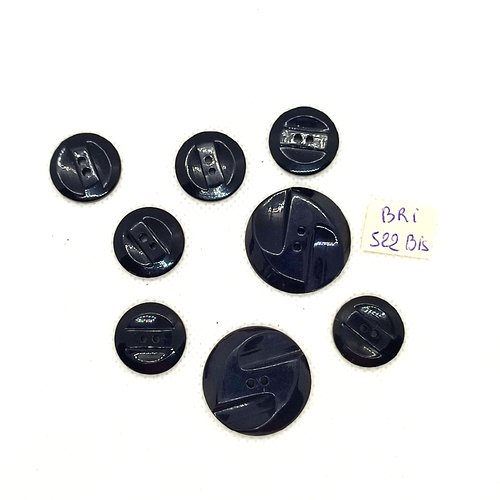8 boutons en résine noir - 26mm et 17mm - bri522bis