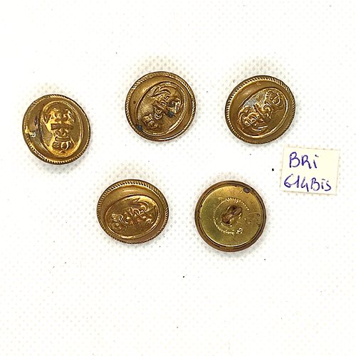 5 boutons en métal doré - un ancre - 18mm - bri614bis