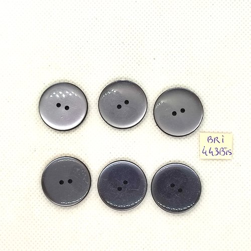 6 boutons en résine gris - 22mm - bri443bis