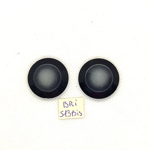 2 boutons en résine noir et gris - 26mm - bri513bis