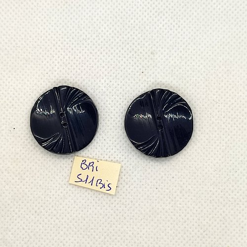 2 boutons en résine noir - 26mm - bri511bis