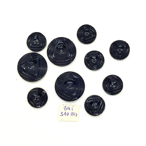 10 boutons en résine noir - 25mm et 17mm - bri510bis