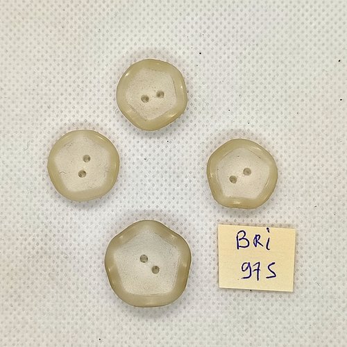 4 boutons en résine blanc cassé et beige - 17mm et 21mm - bri975