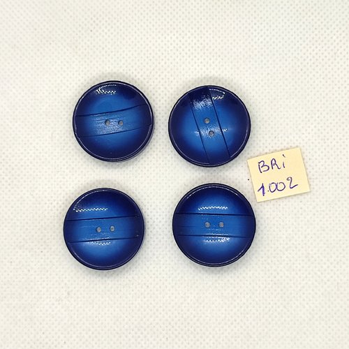 4 boutons en résine bleu - 27mm - bri1002