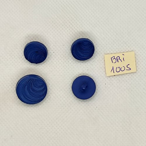 4 boutons en résine bleu - 18mm et 14mm - bri1005