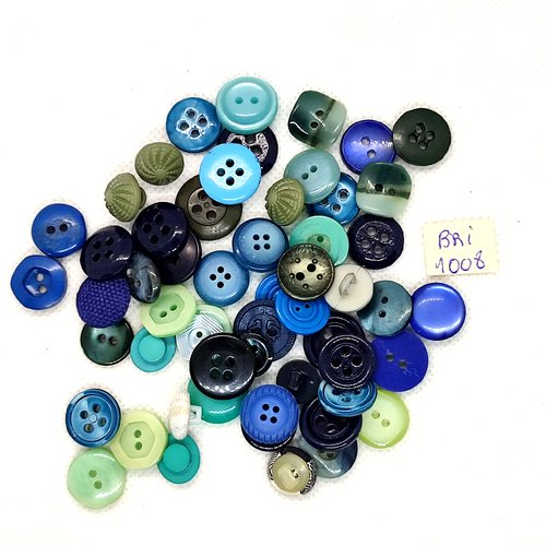 57 boutons en résine bleu / vert - taille diverses - bri1008