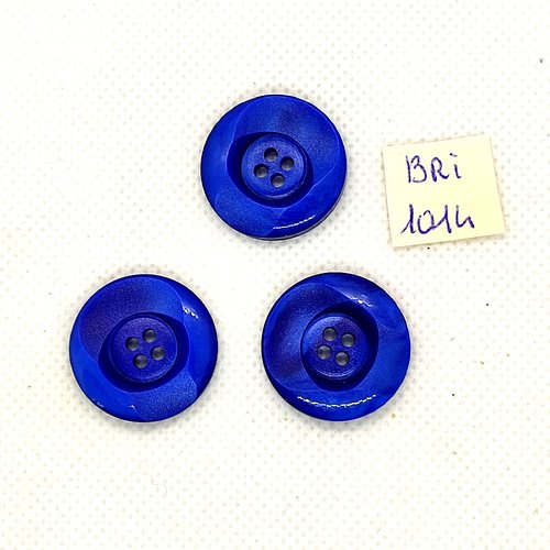 3 boutons en résine bleu - 22mm - bri1014