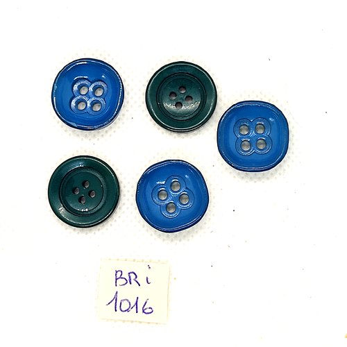 5 boutons en résine vert et bleu - 18mm - bri1016