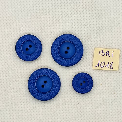 4 boutons en résine bleu - 22mm - 18mm et 22mm - bri101