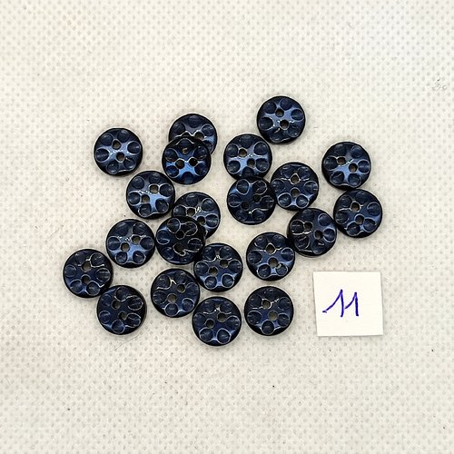 21 boutons vintage en résine bleu foncé - 10mm - tr11