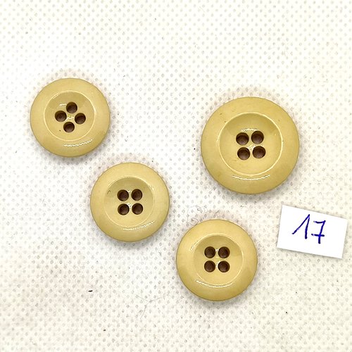 4 boutons vintage en résine beige - 22mm et 18mm - tr17