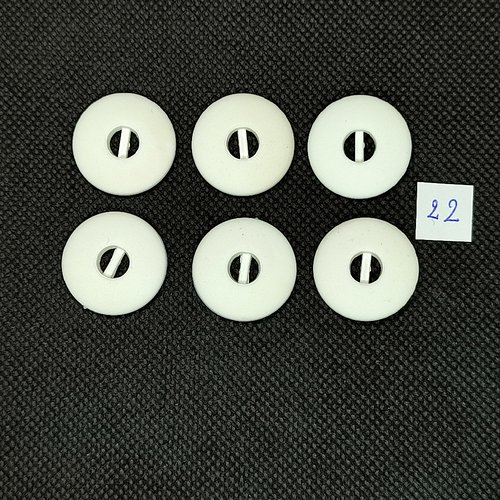6 boutons vintage en résine blanc - 22mm - tr22