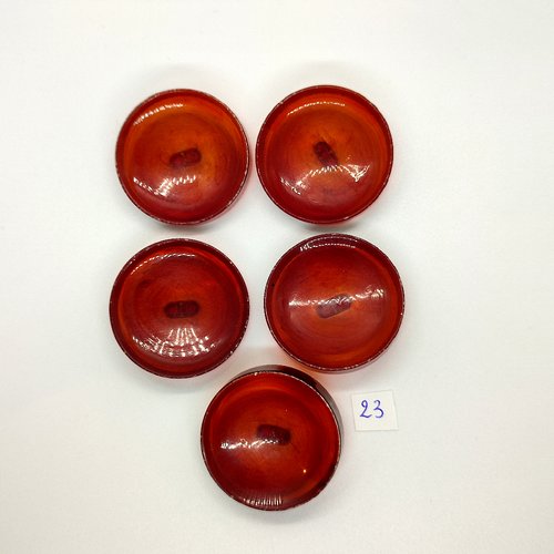5 boutons vintage en résine orange foncé / marron- 39mm - tr23
