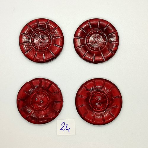 4 boutons vintage en résine orange foncé / marron - 35mm - tr24