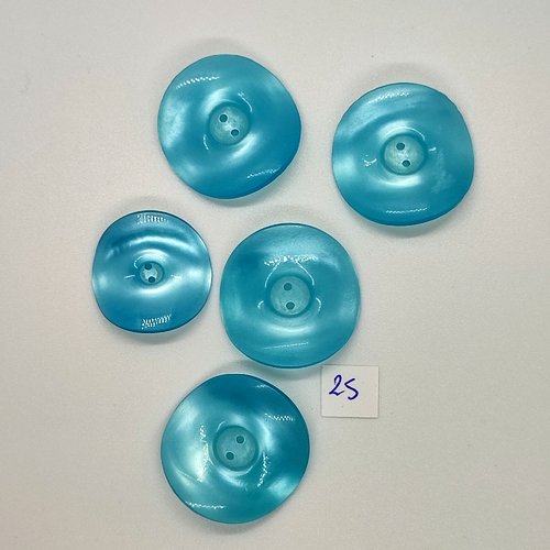 5 boutons vintage en résine bleu - 30mm et 26mm - tr25