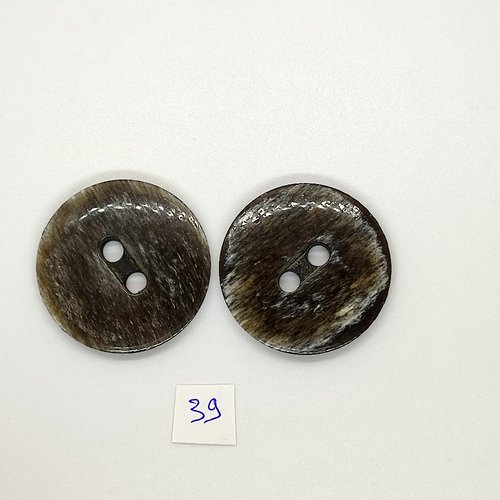 2 boutons vintage en résine gris - 39mm - tr39