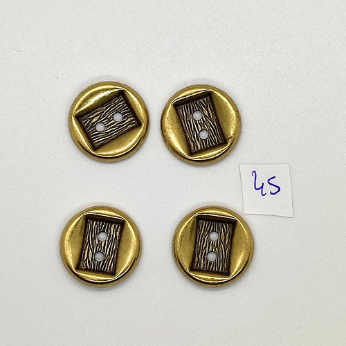 4 boutons vintage en résine doré et bronze - 18mm - tr45