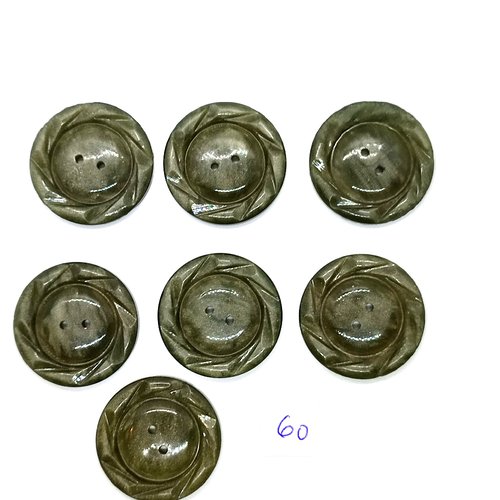 7 boutons vintage en résine vert- 31mm - tr60