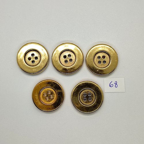 5 boutons vintage en métal doré - 27mm - tr68