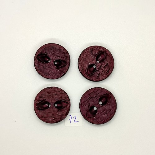 4 boutons vintage en résine bordeaux - 27mm - tr72