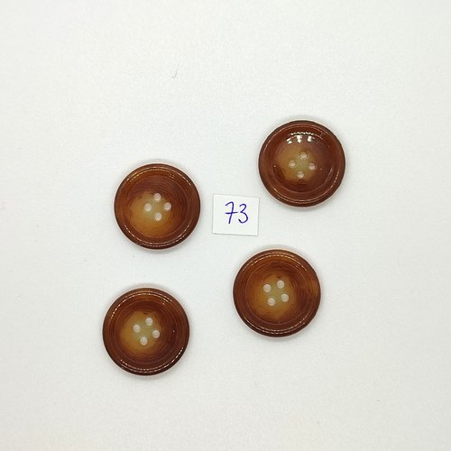 4 boutons vintage en résine marron - 22mm - tr73