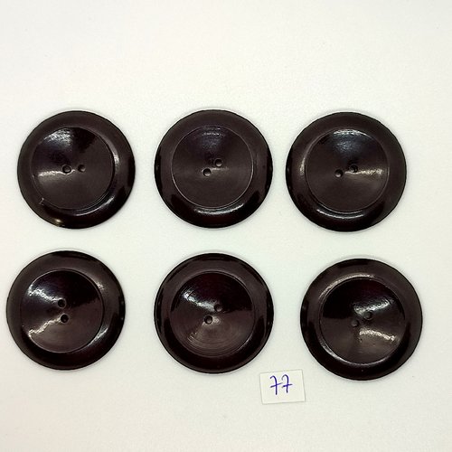 6 boutons vintage en résine marron foncé - 34mm - tr77