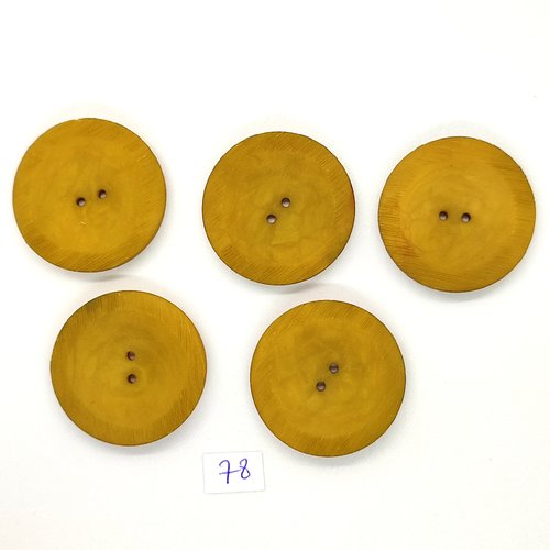 5 boutons vintage en résine ocre - 35mm - tr78