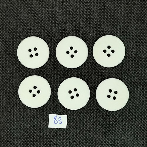 6 boutons vintage en résine blanc - 23mm - tr83
