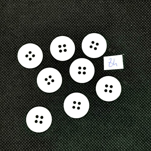 8 boutons vintage en résine blanc - 18mm - tr84