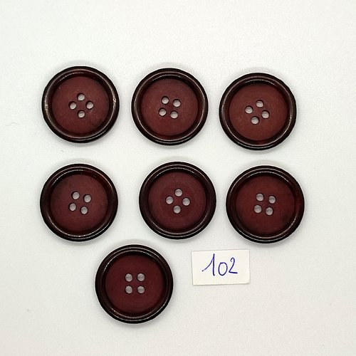 7 boutons vintage en résine marron - 23mm - tr102