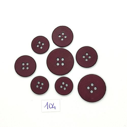8 boutons vintage en résine bordeaux - 23mm - 18mm et 15mm - tr104