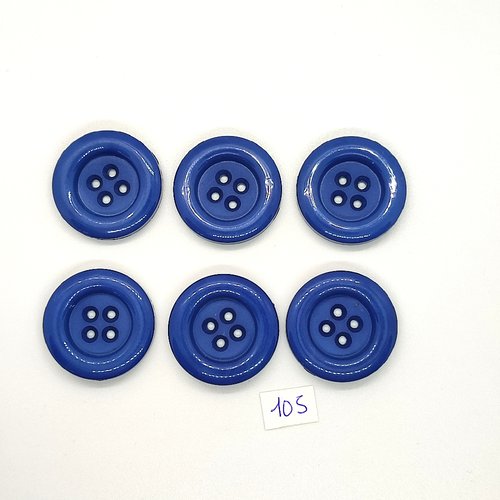 6 boutons vintage en résine bleu - 30mm - tr105