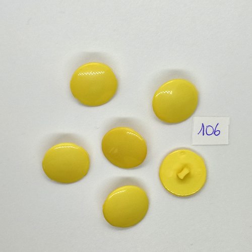 6 boutons vintage en résine jaune - 19mm - tr106