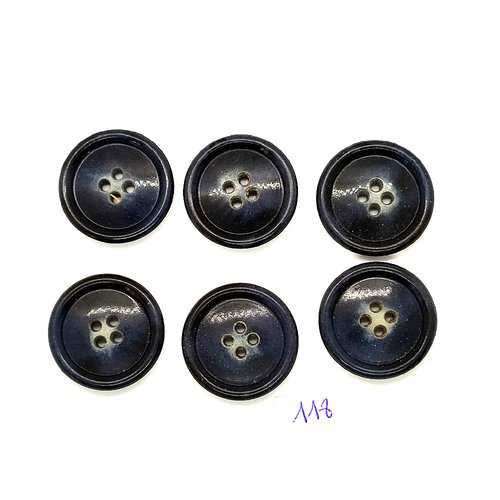 6 boutons vintage en résine gris - 28mm - tr118