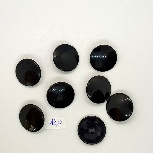 8 boutons vintage en résine noir - 22mm - tr120
