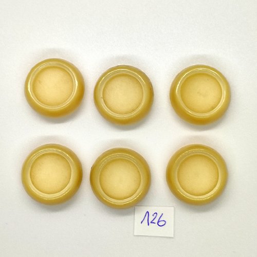 6 boutons vintage en résine beige - 22mm - tr126