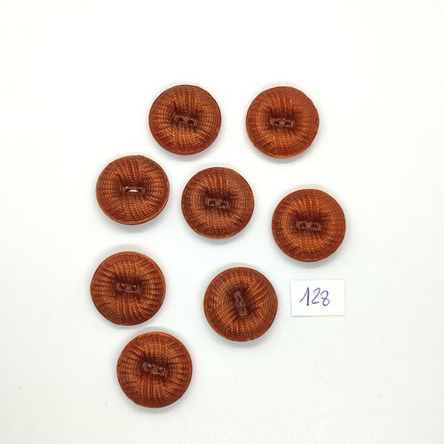 8 boutons vintage en résine marron - 22mm - tr128