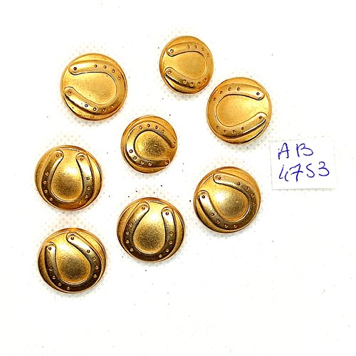 8 boutons en métal doré - fer à cheval - 15mm et 18mm - ab4753