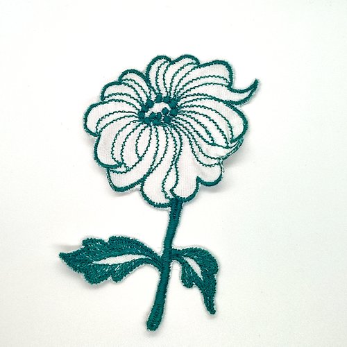 Thermocollant une fleur verte - 11cmx70mm - écusson à coudre - tr132