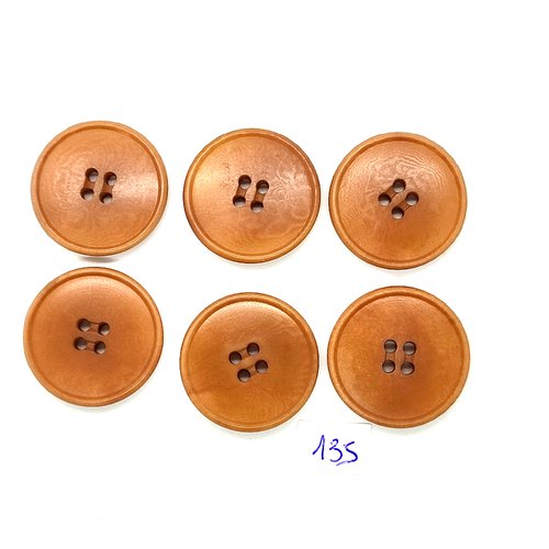 6 boutons vintage en résine marron - 25mm - tr135