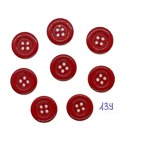 8 boutons vintage en résine bordeaux - 18mm - tr139