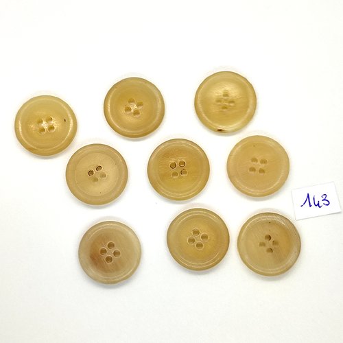 9 boutons vintage en résine beige - 20mm - tr143