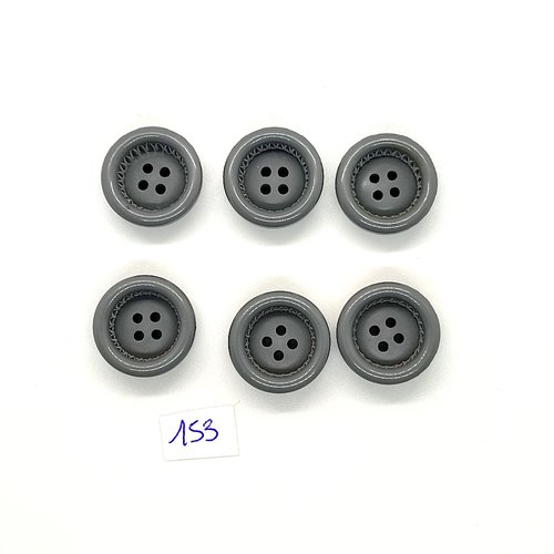 6 boutons vintage en résine gris - 20mm - tr153