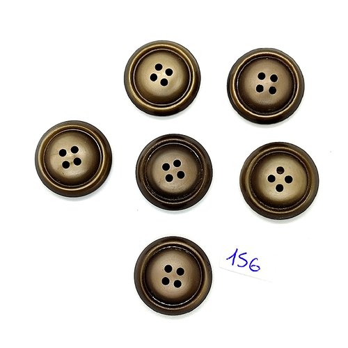6 boutons vintage en résine marron - 20mm - tr156