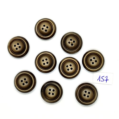 9 boutons vintage en résine marron - 15mm - tr157