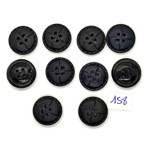 10 boutons vintage en résine noir - 18mm - tr158