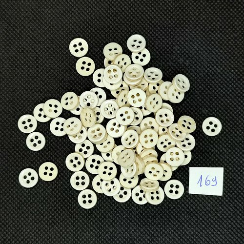 50 boutons vintage en résine blanc cassé / ivoire - 9mm - tr169