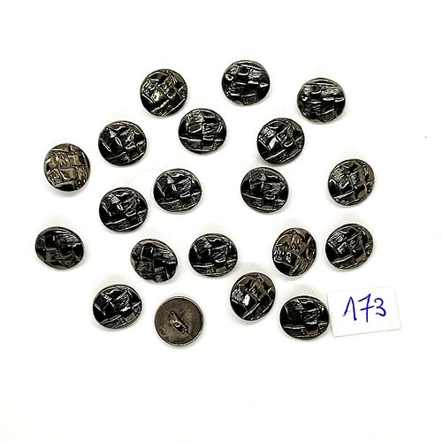 20 boutons vintage en résine argenté - 10mm - tr173