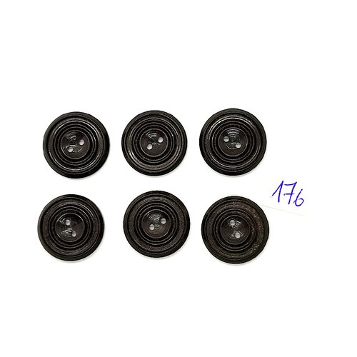 6 boutons vintage en résine marron foncé - 20mm - tr176